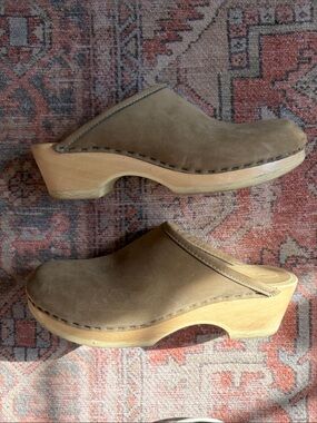 No. 6 Olive-Tan Leather Slip-On Clogs